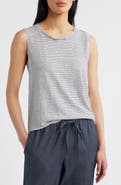 Eileen Fisher Stripe Crewneck Organic Linen Tank