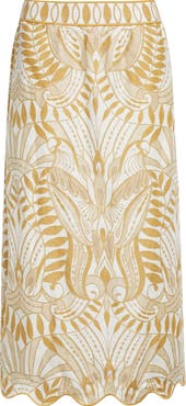 FARM Rio Lace Nature Linen Midi Skirt