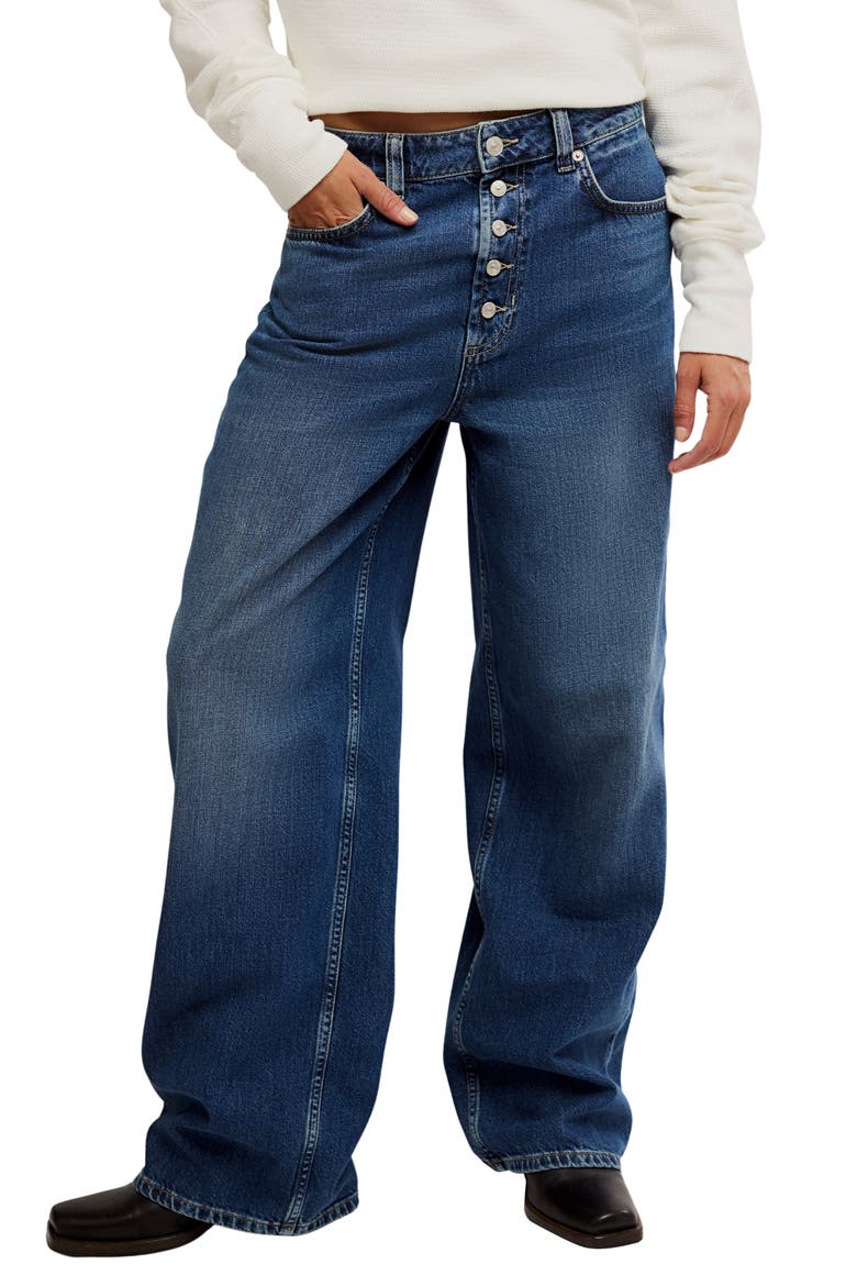Nia Exposed Button Wide Leg Jeans, Main, color, IN TOO DEEP