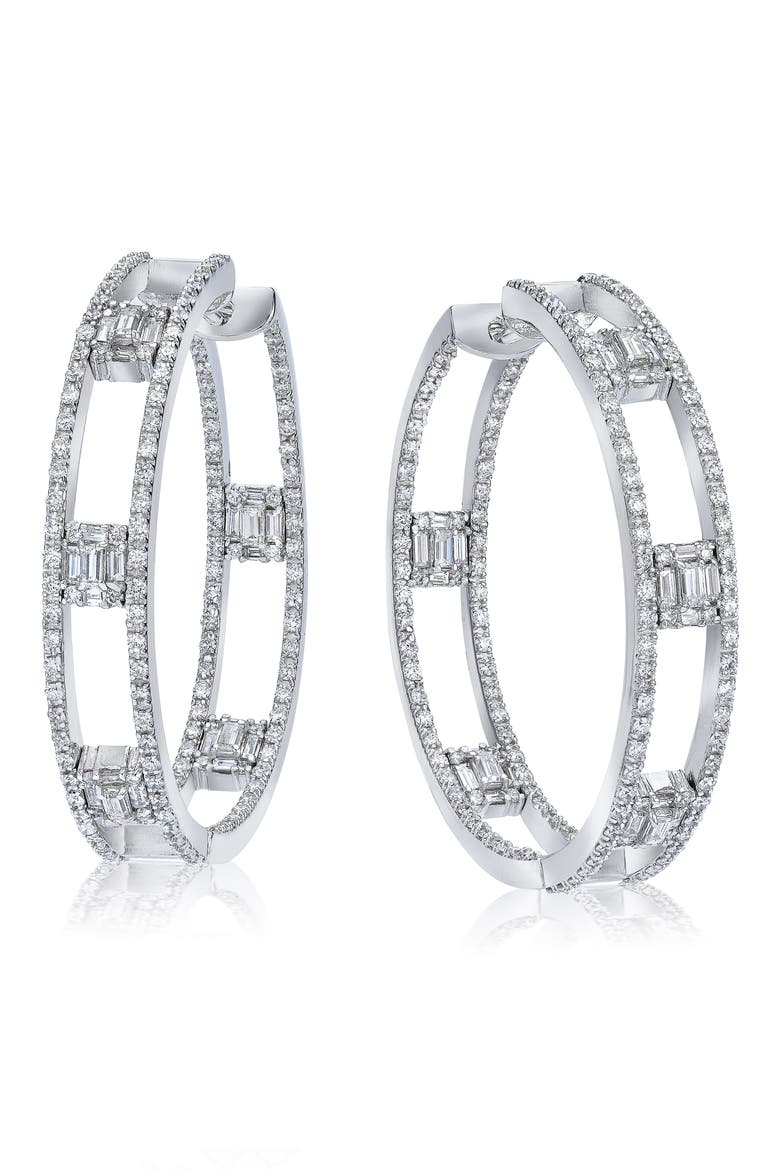 Clarity Inside Out Diamond Hoop Earrings, Main, color, 18K WHITE GOLD