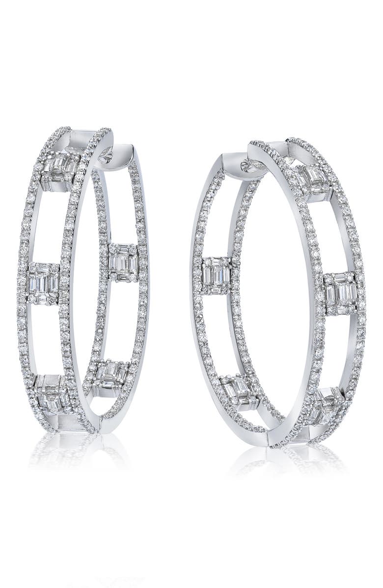 Mindi Mond Clarity Inside Out Diamond Hoop Earrings, Main, color, White Gold/ Diamond
