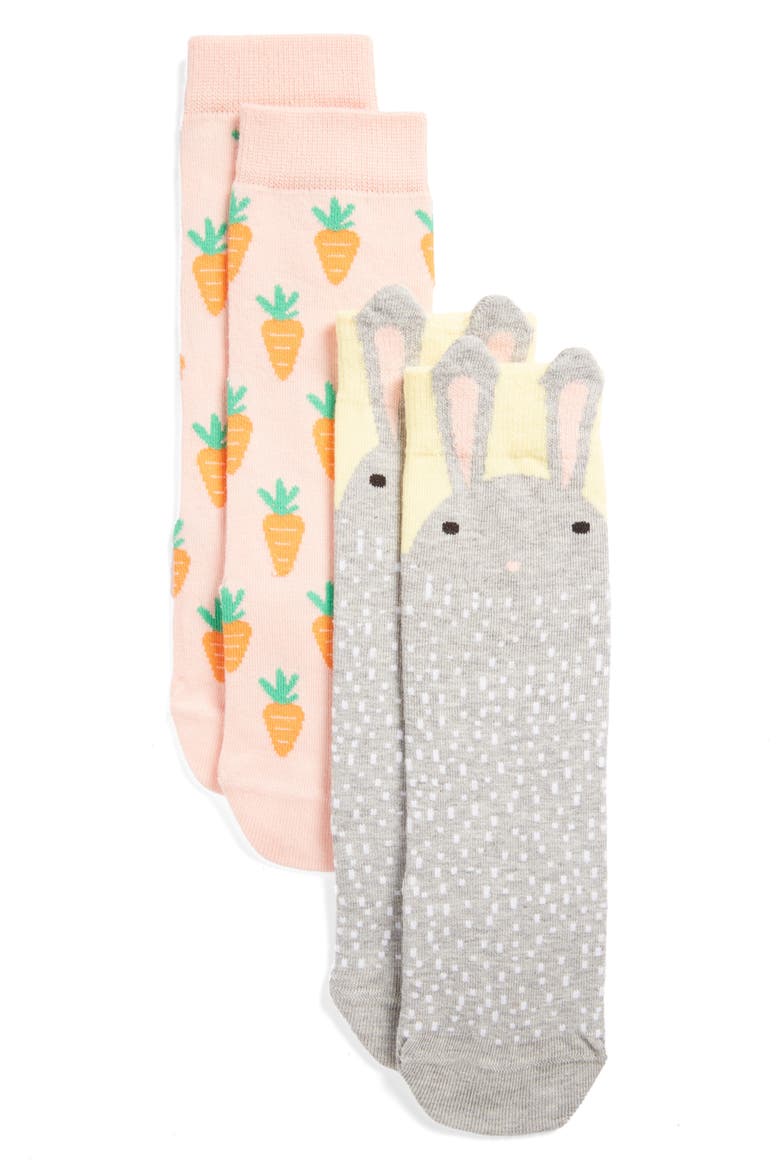 Baby Bunny Assorted 2-Pack Socks, Main, color, GREY ASH HEATHER
