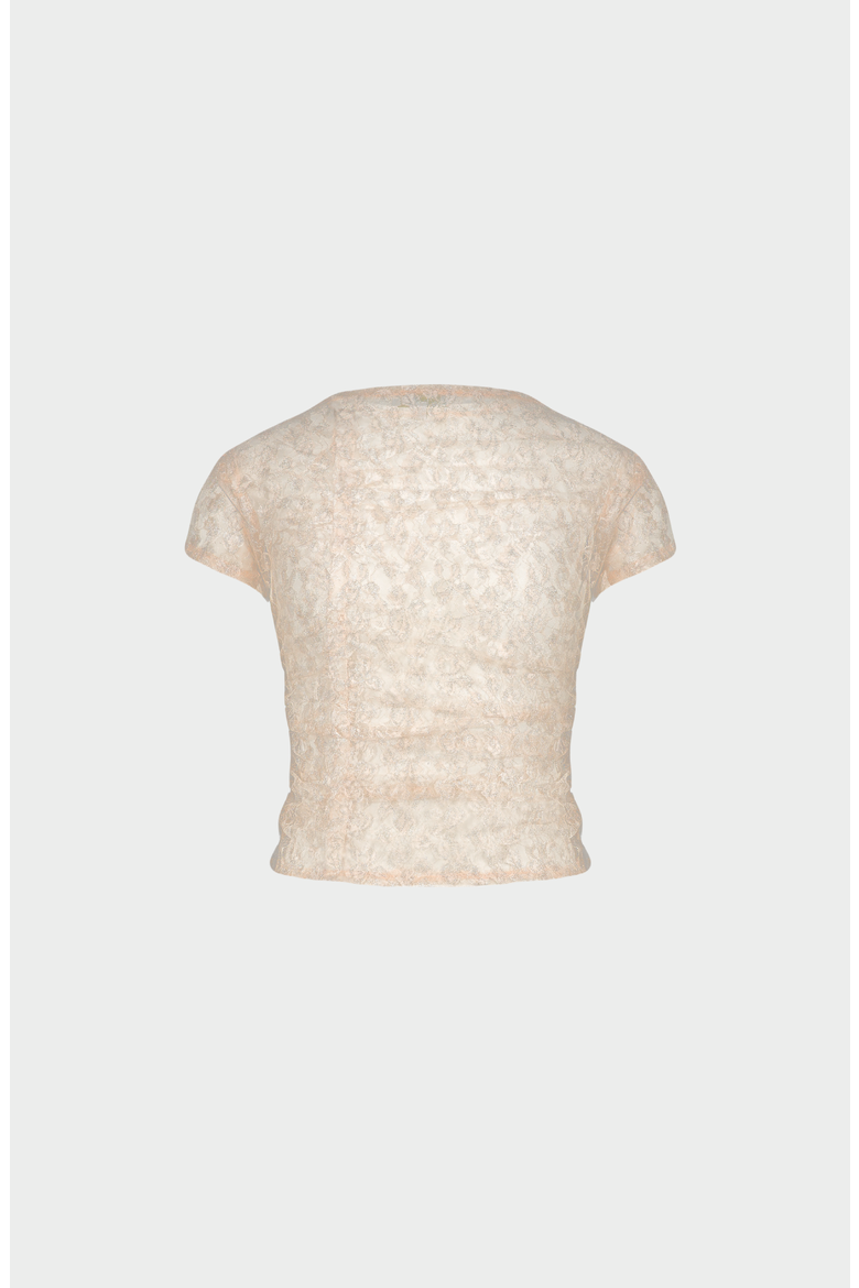 Metallic Lace Top, Alternate, color, Metallic Beige