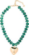 Panacea Resin Bead & Heart Pendant Necklace