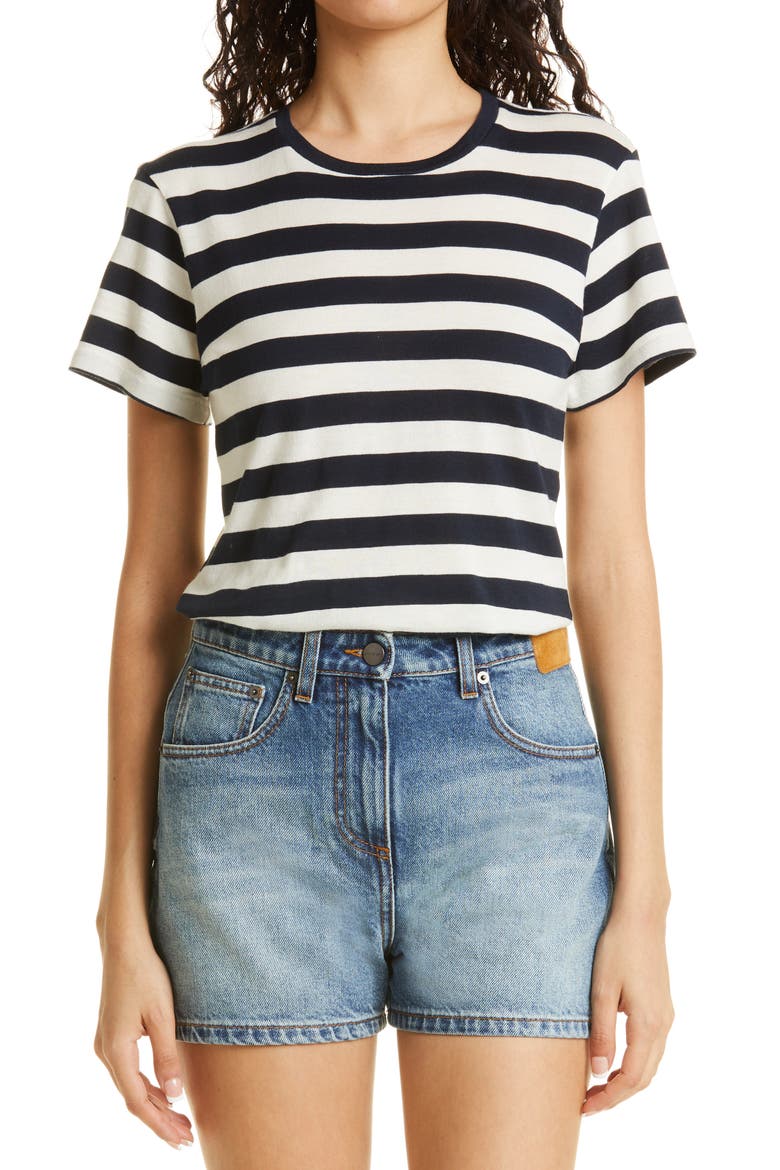 Lana Stripe Cotton Top, Main, color, DARK NAVY/ WHITE