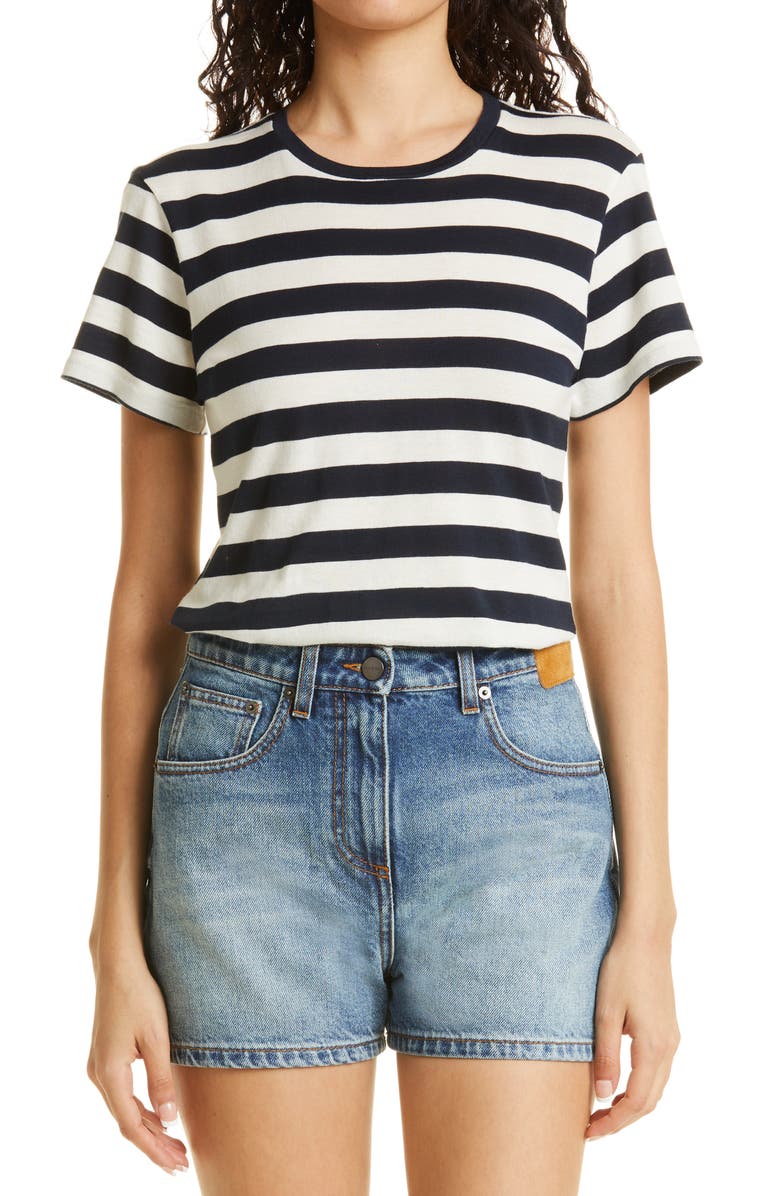 Nili Lotan Lana Stripe Cotton Top, Main, color,