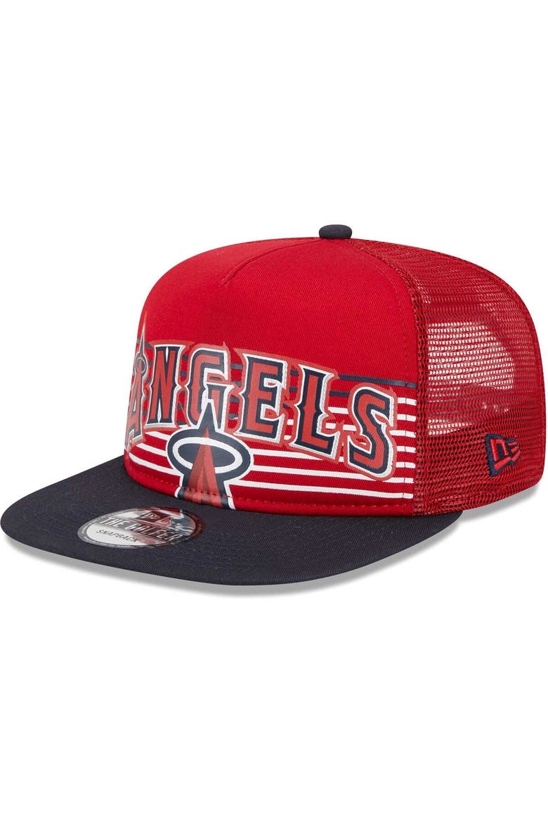 Men's New Era Red Los Angeles Angels Speed Golfer Trucker Snapback Hat, Main, color, Red