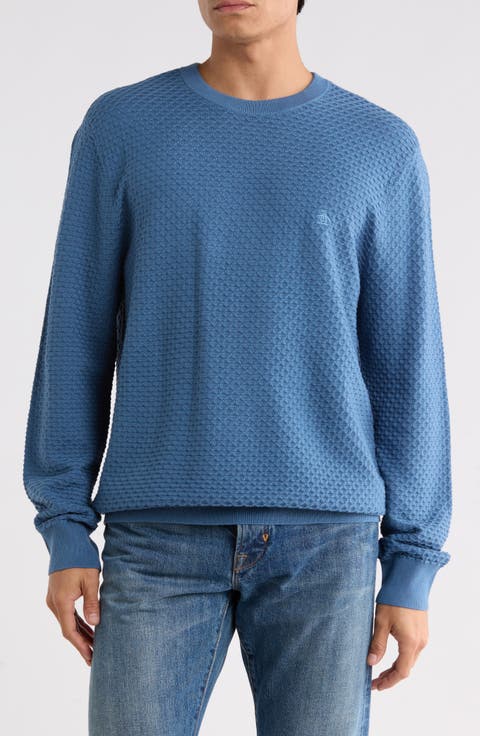 Geometric Textured Crewneck Sweater