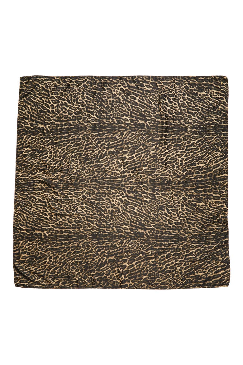 Leopard Print Silk & Cashmere Square Scarf, Main, color, 9760 BEIGE/BLACK