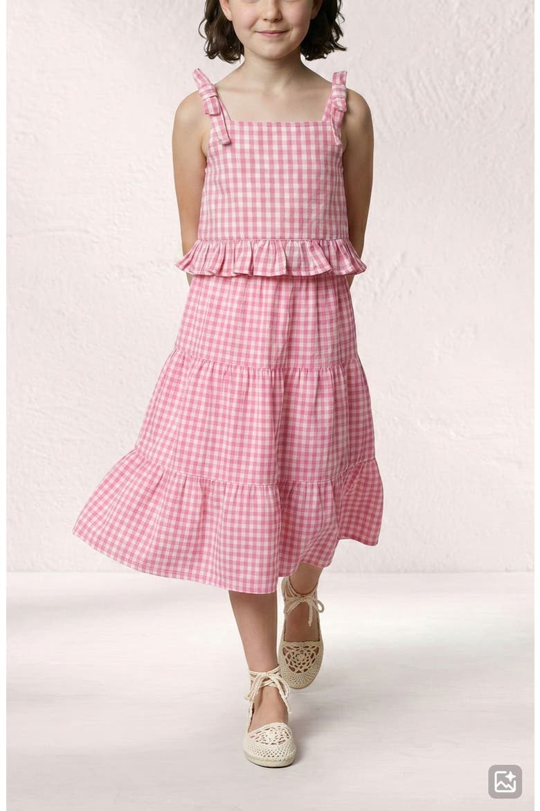 Kids' Vera Ruffle Gingham Tank & Maxi Skirt Set, Alternate, color, PINK/ WHITE