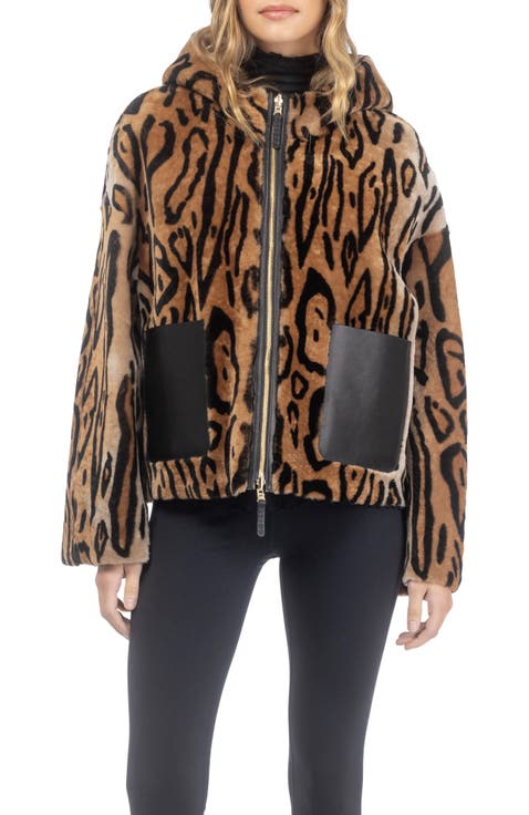 Genuine Shearling Hooded Jacket, Reversible