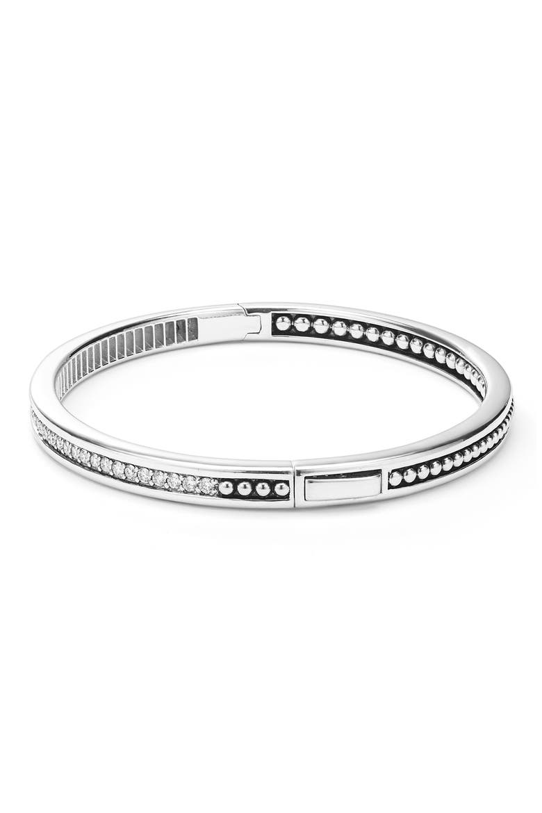 Caviar Spark Diamond Bangle, Alternate, color, SILVER