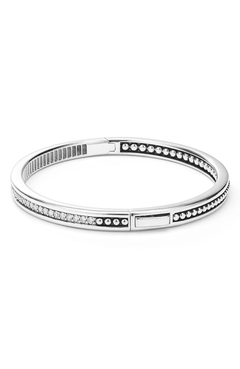 LAGOS Caviar Spark Diamond Bangle Bracelet, Alternate, color, Silver