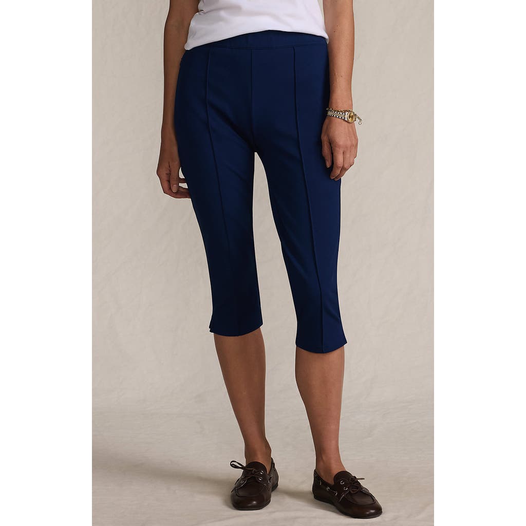 Lands' End Starfish High Rise Pintuck Capri Pants In Blue