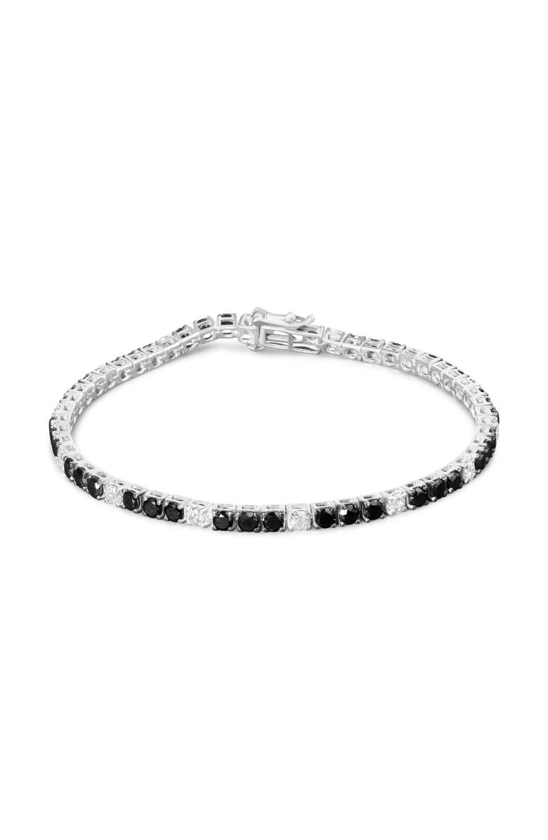 Haus of Brilliance Silver 6.0 Cttw Black and White Diamond Tennis Bracelet, Main, color, White