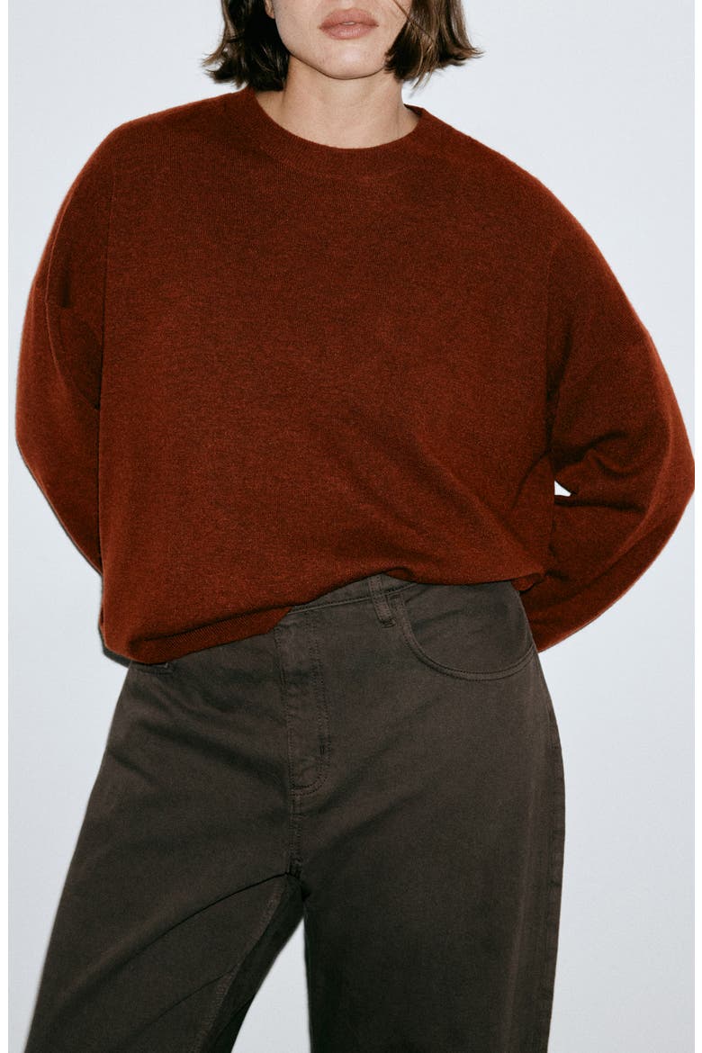 Oversize Crewneck Sweater, Alternate, color, RUSSET