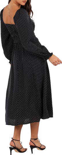 Ettie Polka Dot Long Sleeve Midi Dress