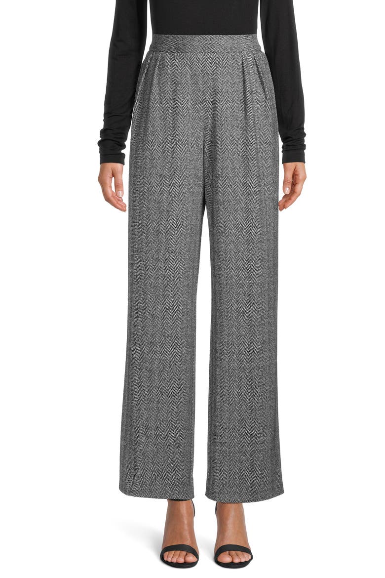 Herringbone Wide Leg Trousers, Main, color, ANNE BLACK/ ANNE WHITE