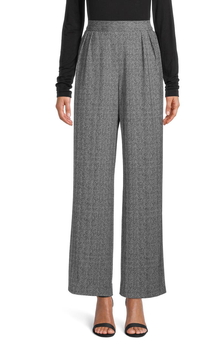 Anne Klein Herringbone Wide Leg Trousers, Main, color, 