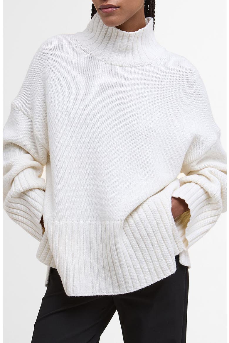 Serena Oversize Cotton & Wool Blend Mock Neck Sweater, Main, color, CLOUD