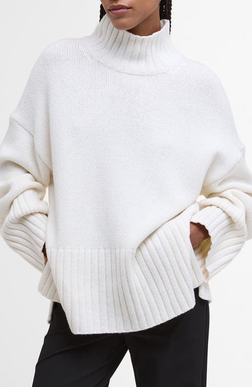 Barbour Serena Oversize Cotton & Wool Blend Mock Neck Sweater In Gray