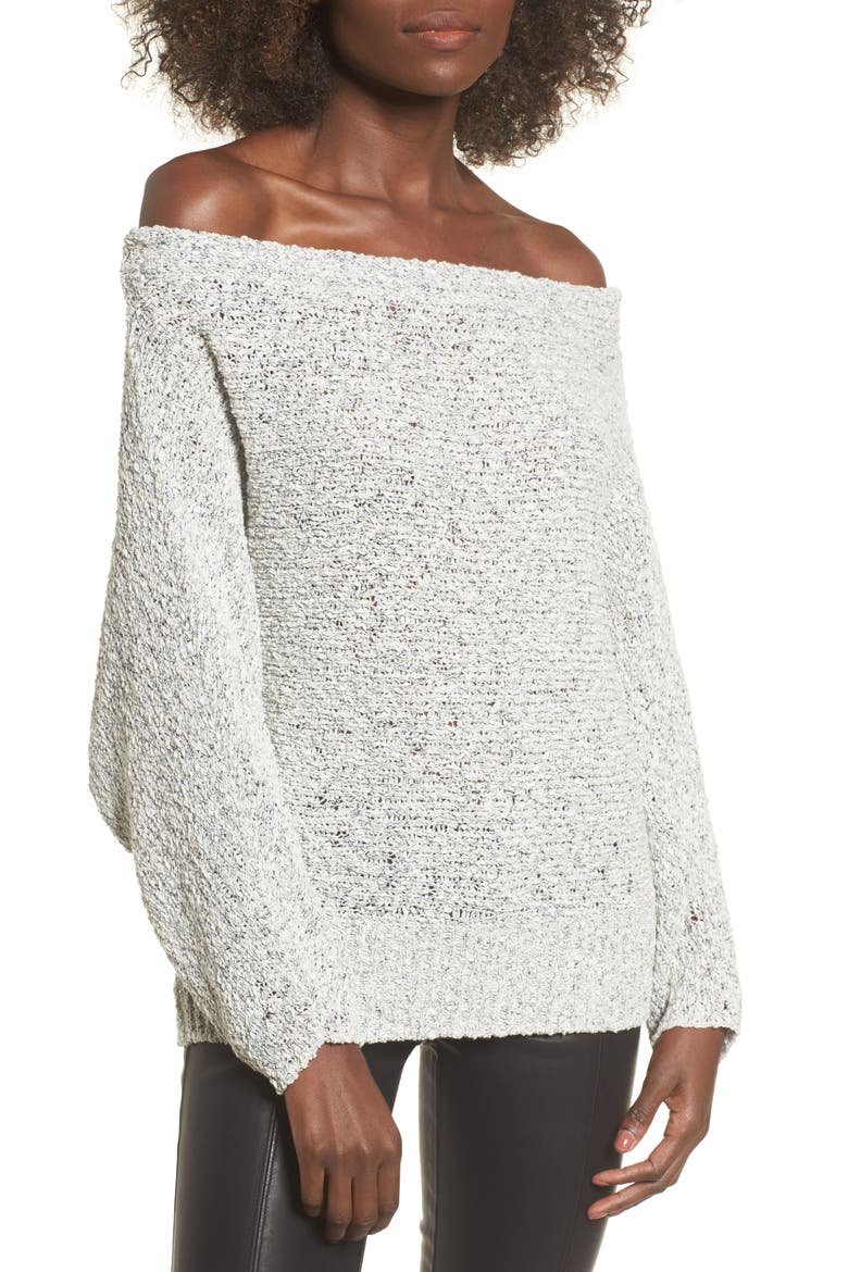 Textured Off the Shoulder Sweater, Main, color, GREY MICRO