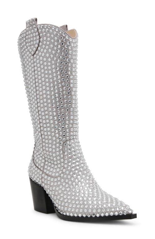 Betsey Johnson Randy Embellished Western Boot in Silver 