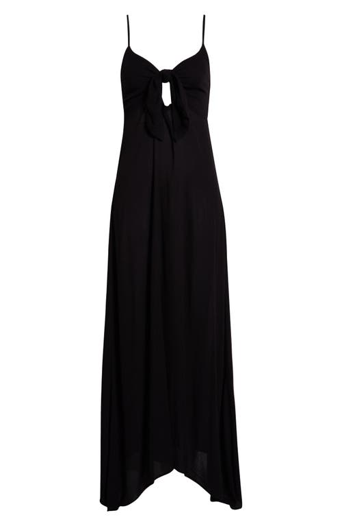 Elan Tie Front Cover-up Maxi Dress In Black