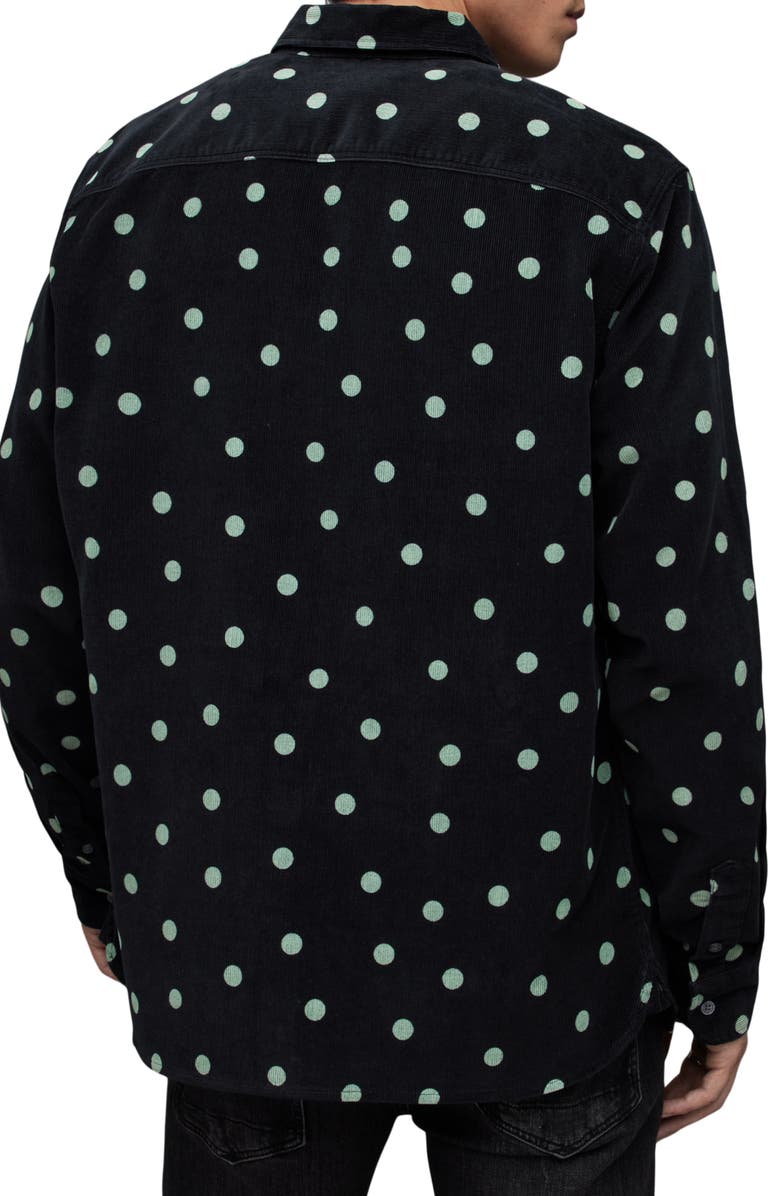 AllSaints Ocular Polka Dot Corduroy Button-Up Shirt, Alternate, color, 