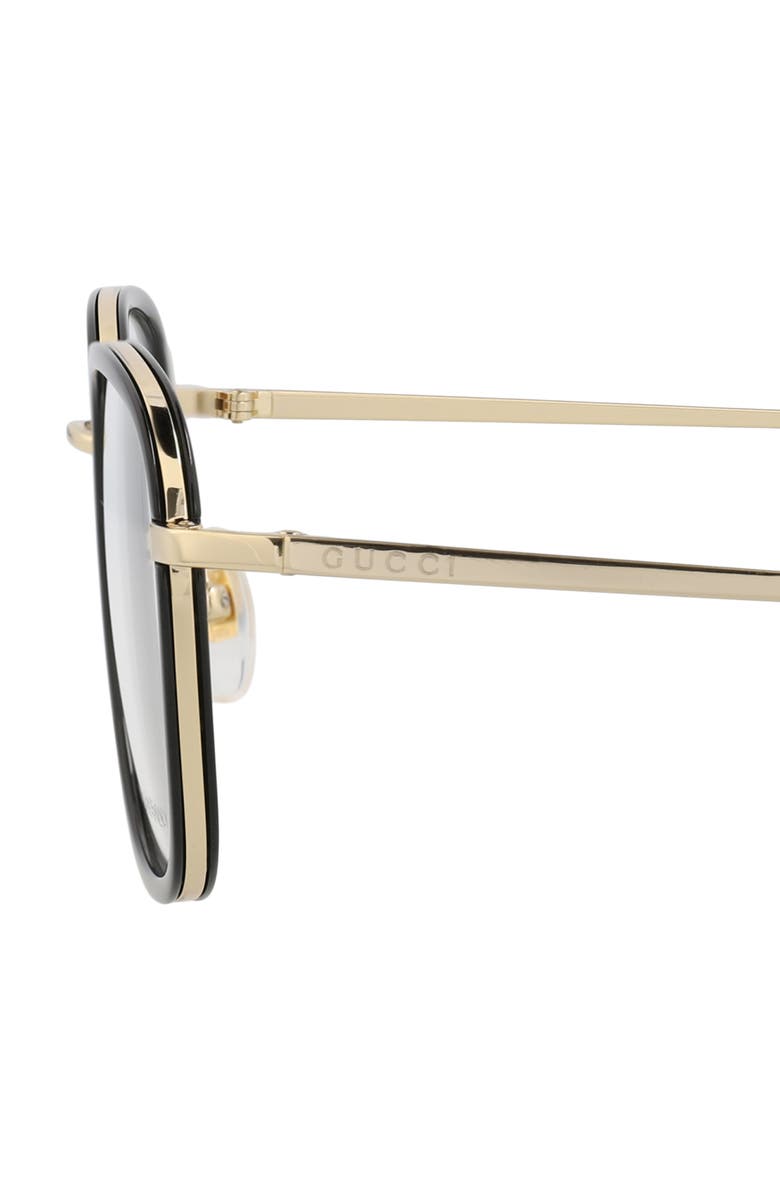 Gucci 52mm Square Sunglasses, Alternate, color, Black Gold Transparent