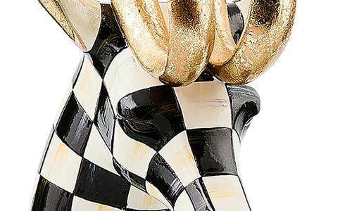 Mackenzie-childs Mackenzie Childs Courtly Check Noel Resting Deer Figurine In Black