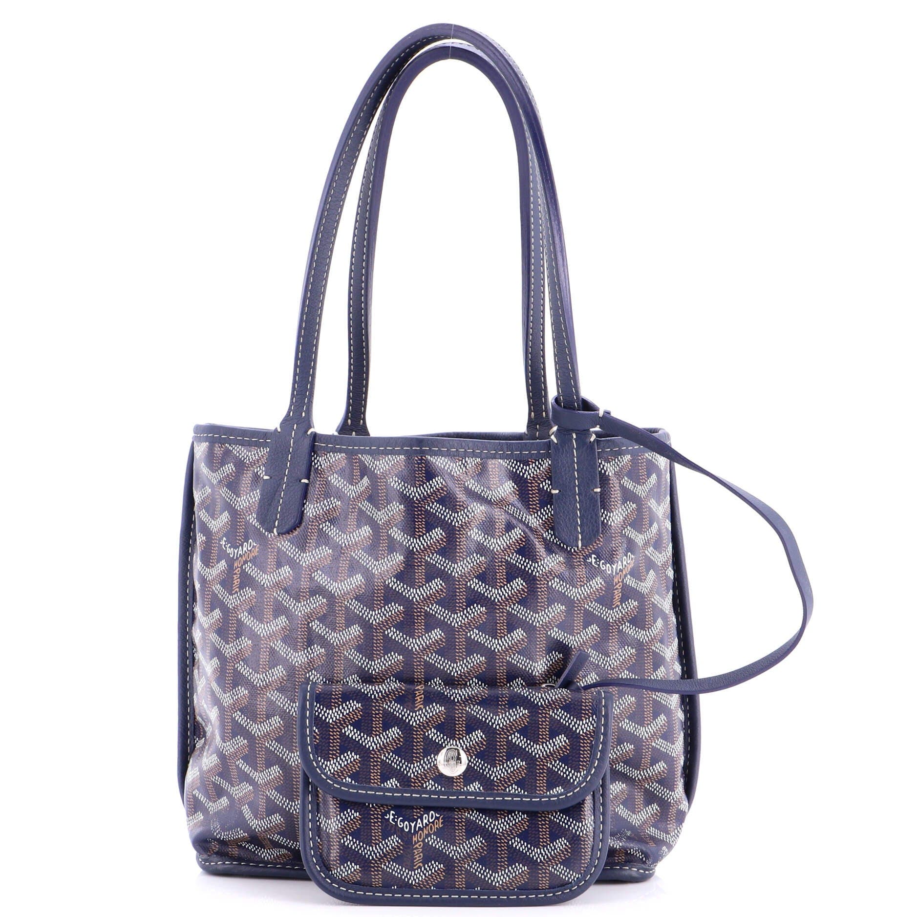 Pre-Owned Goyard Anjou Reversible Tote Coated Canvas Mini, Alternate, color, Blue