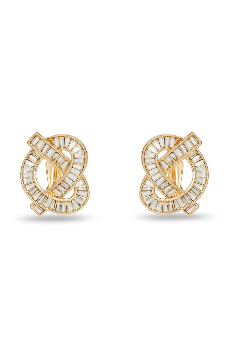Lele Sadoughi Crystal Pretzel Clip-On Earrings, Main, color, Gold 720