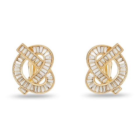 Crystal Pretzel Clip-On Earrings