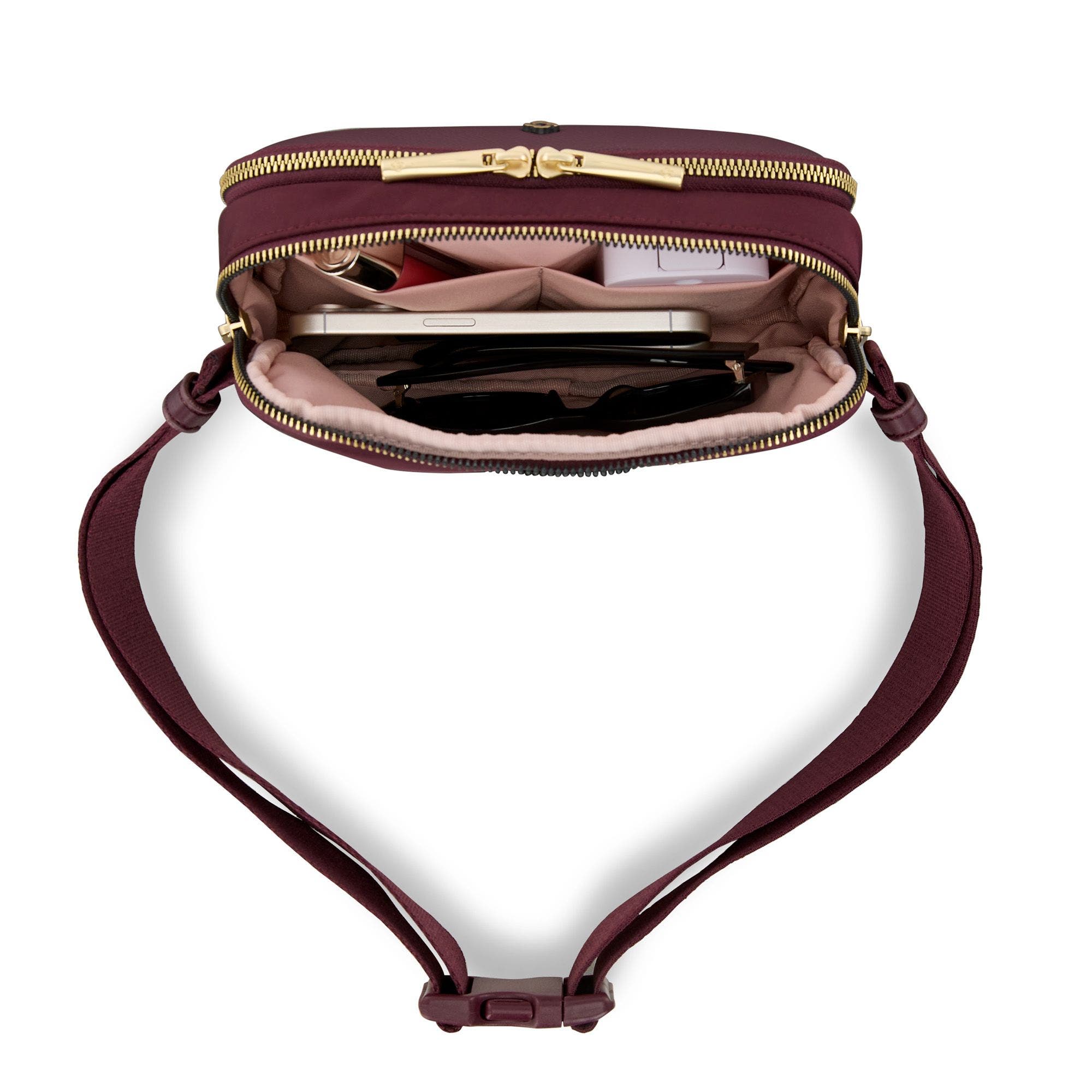 Mobile Solution 2 RFID Waist Pack, Alternate, color, Merlot