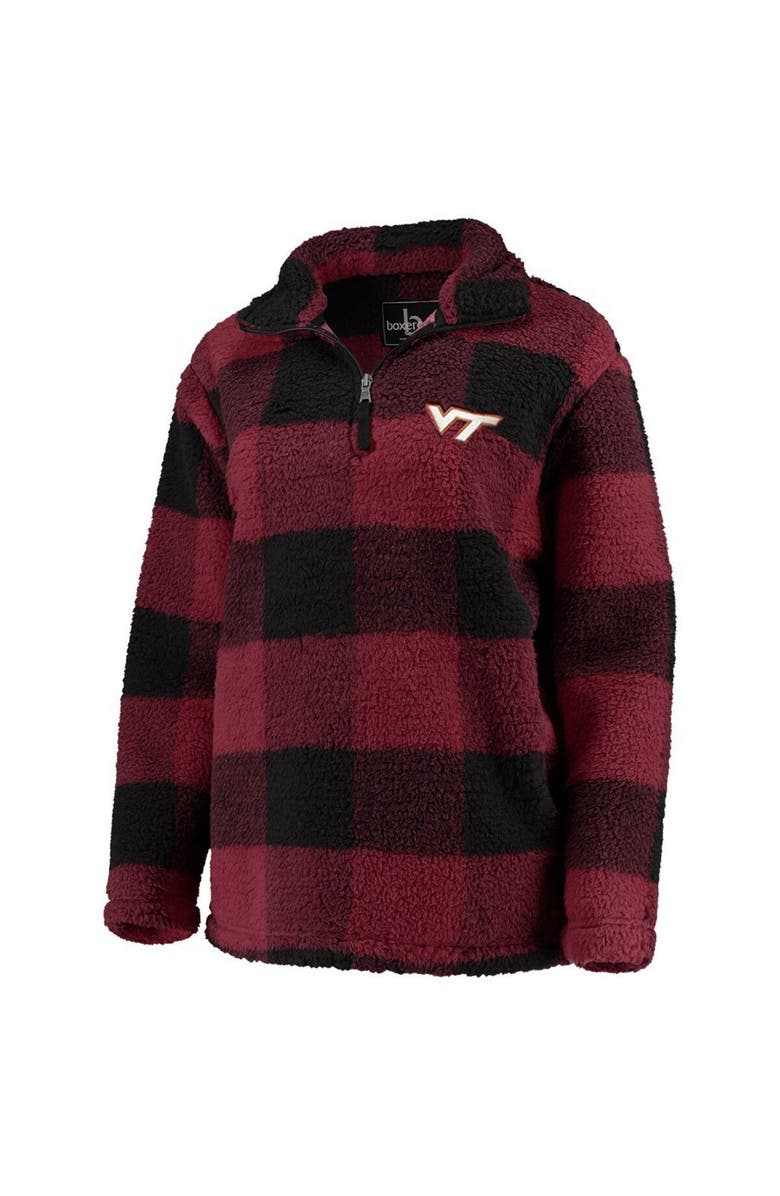 BOXERCRAFT Women's Maroon/Black Virginia Tech Hokies Plaid Sherpa Quarter-Zip Pullover Jacket, Alternate, color, 