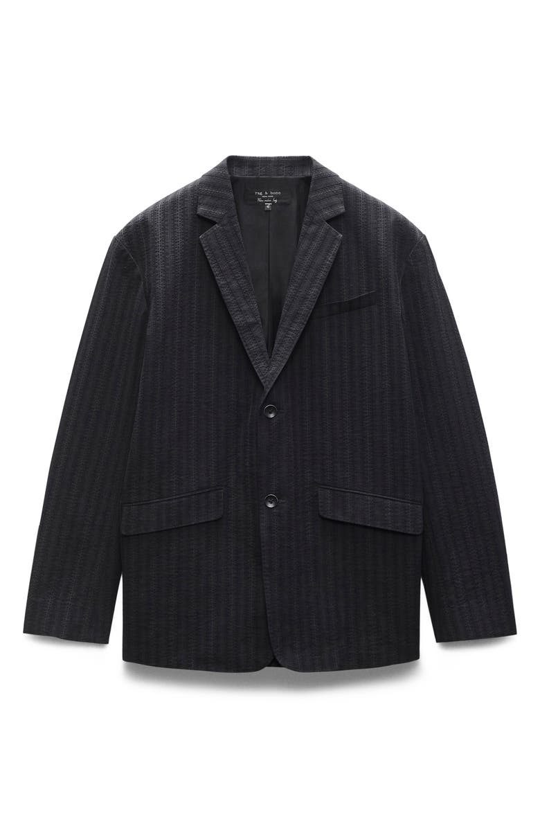rag & bone Shift Classic Fit Textured Stripe Cotton & Silk Seersucker Sport Coat, Alternate, color, Black