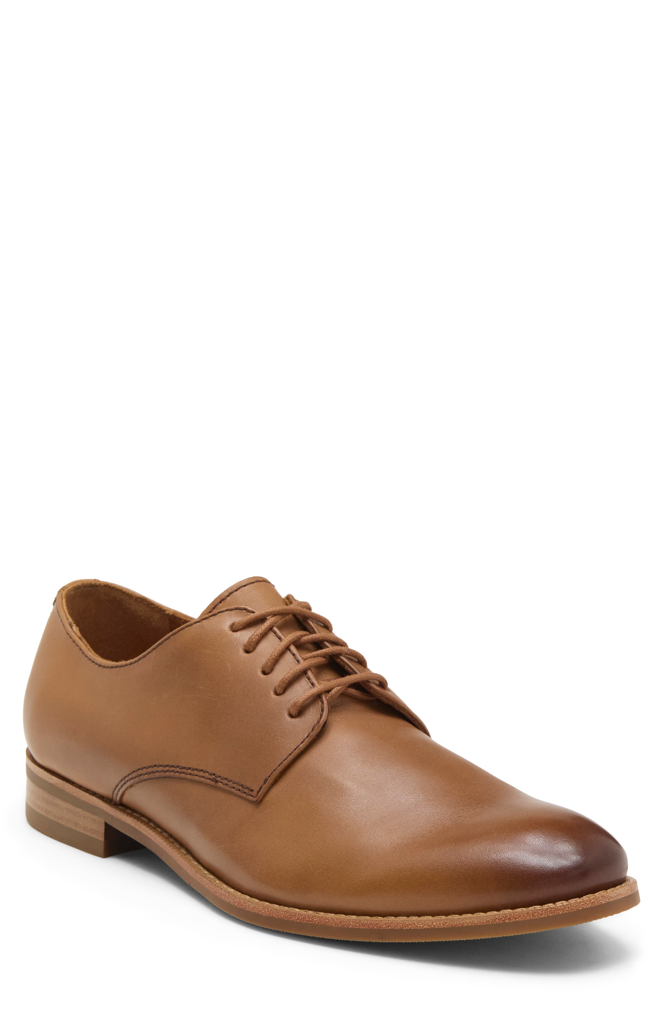 Leather Plain Toe Derby, Main, color, COGNAC