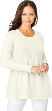 Jessica London Ribbed Baby Doll Tunic Sweater