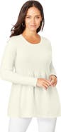 Jessica London Ribbed Baby Doll Tunic Sweater