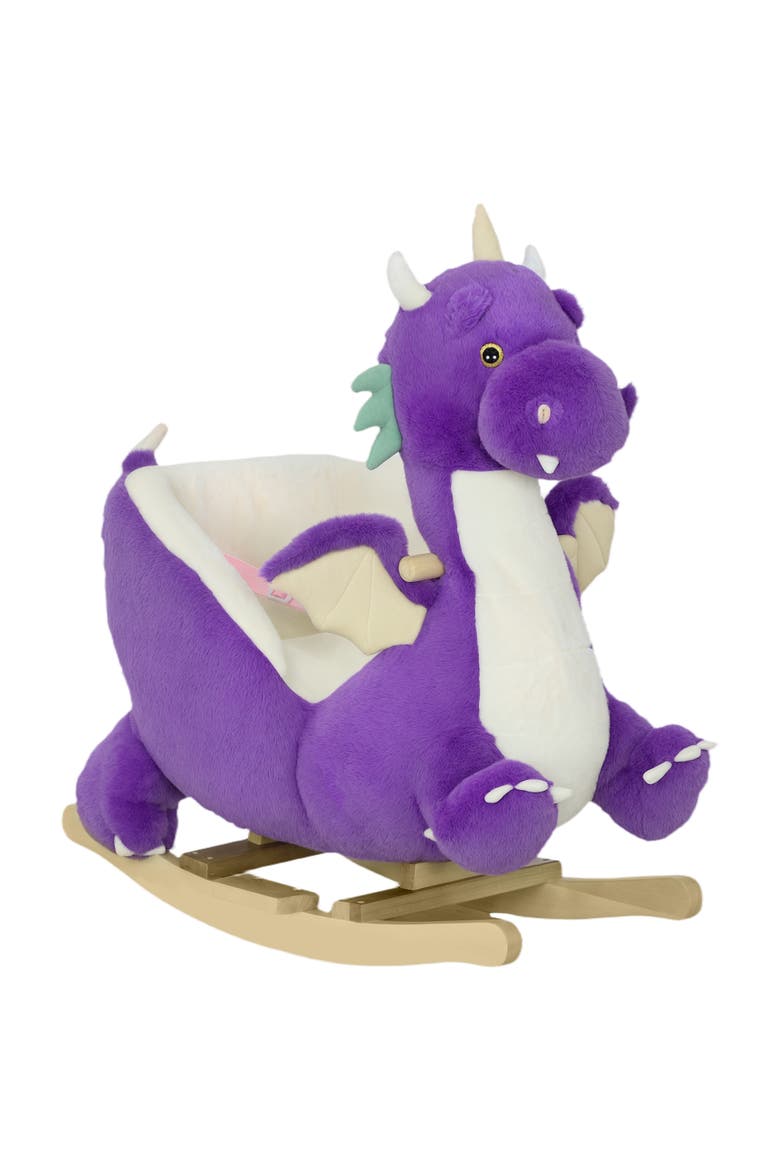 Baby Rocking Horse Ride Dinosaur Kids Ride On Toy with Realistic Sound and Safety Belt Plush Animal Rocker for Kids, Main, color, Purple