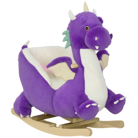 Baby Rocking Horse Ride Dinosaur Kids Ride On Toy with Realistic Sound and Safety Belt Plush Animal Rocker for Kids