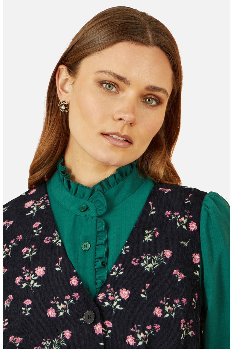 Floral Print Pinafore Dress, Alternate, color, Black