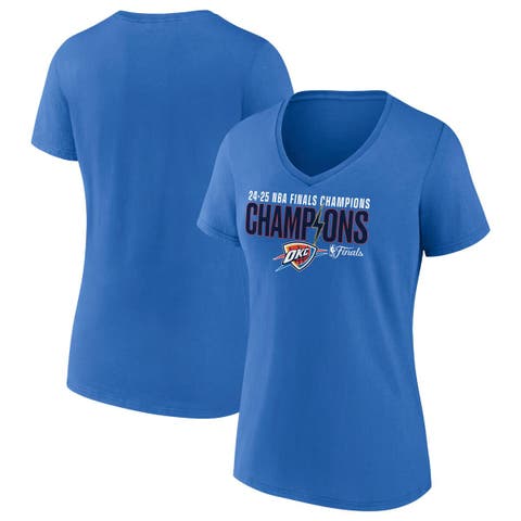 Women's Fanatics  Blue Oklahoma City Thunder 2025 NBA Finals Champions Fast Break Hometown V-Neck T-Shirt