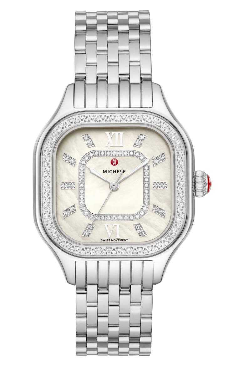 Meggie Diamond Dial Watch Head & Bracelet, 33mm, Main, color, STAINLESS