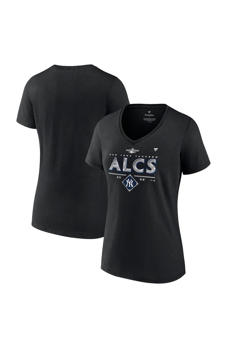 FANATICS Women's Fanatics Branded Black New York Yankees 2022 Division Series Winner Locker Room Plus Size V-Neck T-Shirt, Main, color, 