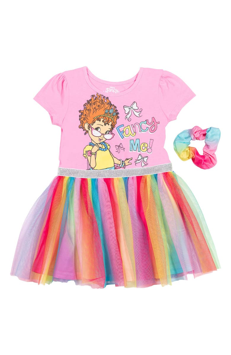 Disney Fancy Nancy Short Sleeve Tulle Dress, Main, color, Pink
