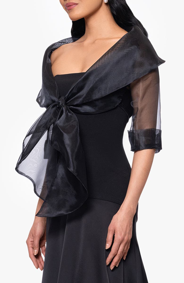 Betsy & Adam Organza Wrap Jacket, Alternate, color, Black