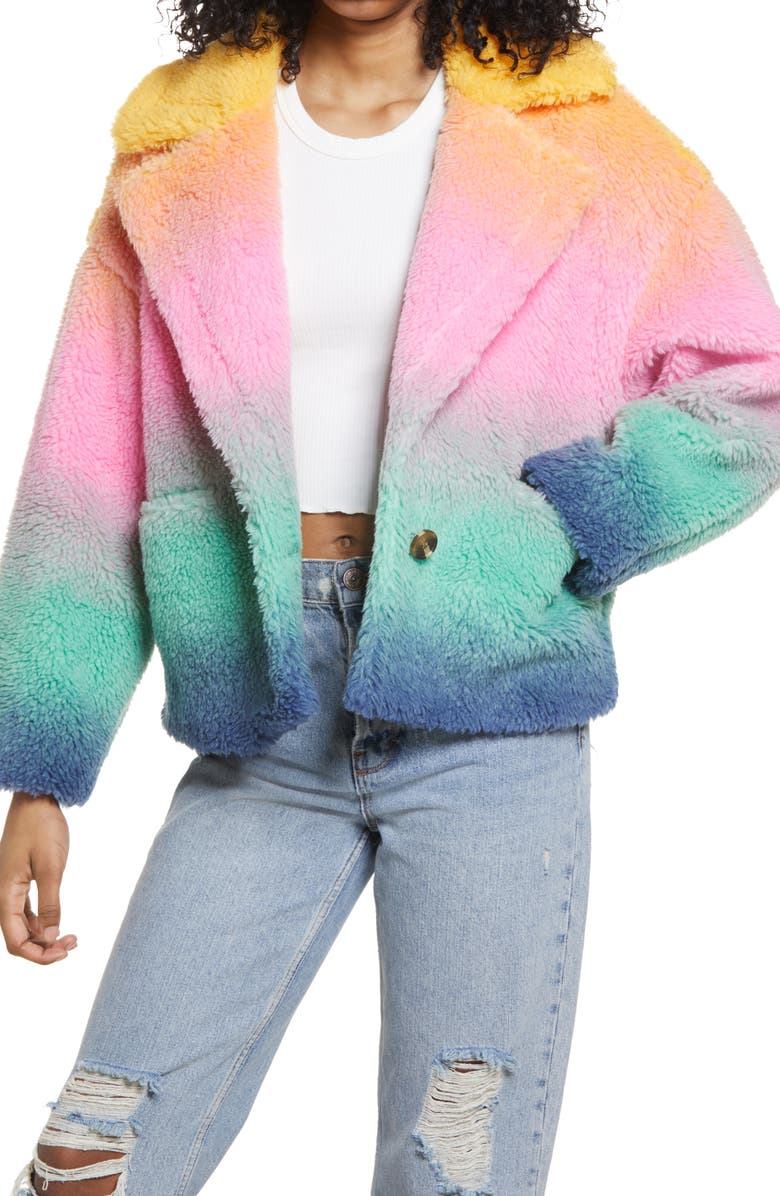 BLANKNYC Ombré Faux Fur Teddy Coat, Main, color,