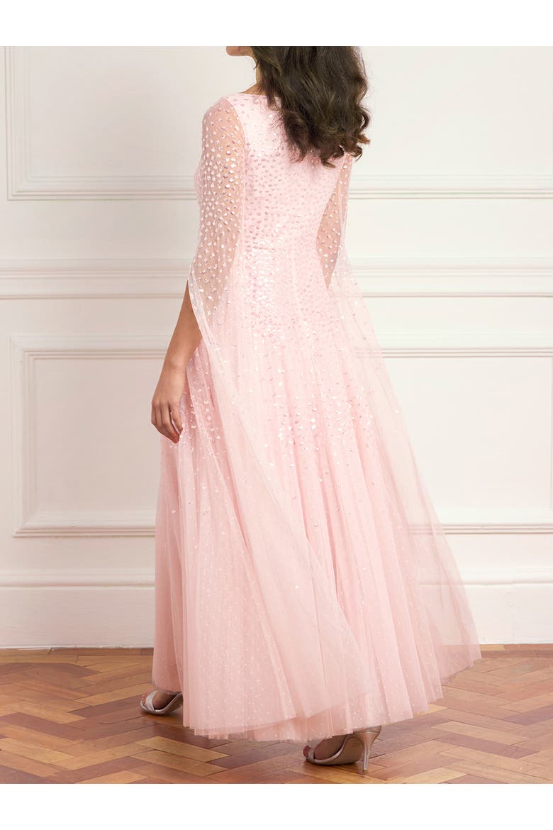 Sunrise Sequin Cape Sleeve Ankle Gown, Alternate, color, Peony Pink